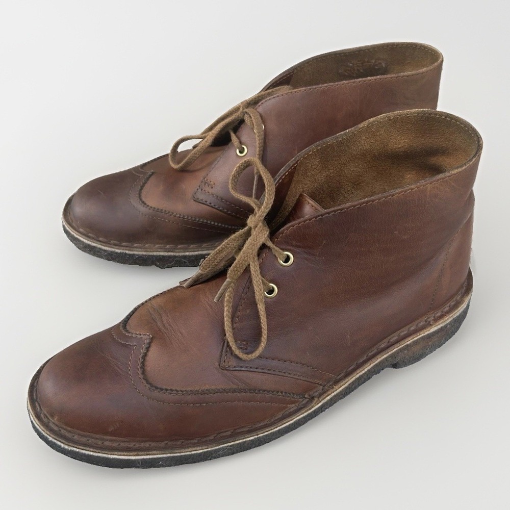 Clarks Original Desert Boot Brown Beeswax Leather Wingtip Chukka Crepe Sole M8